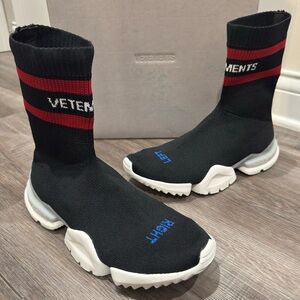Vetements SS Crew Logo Knit Sock Sneakers in Black